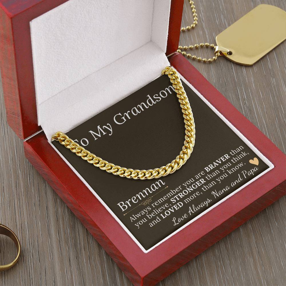 Grandson Gift Chain Jewelry, Necklace for Grandson, Keepsake Gifts for Grandsons, Personalized Gifts for Grandson Christmas Gift #0906 brennan
