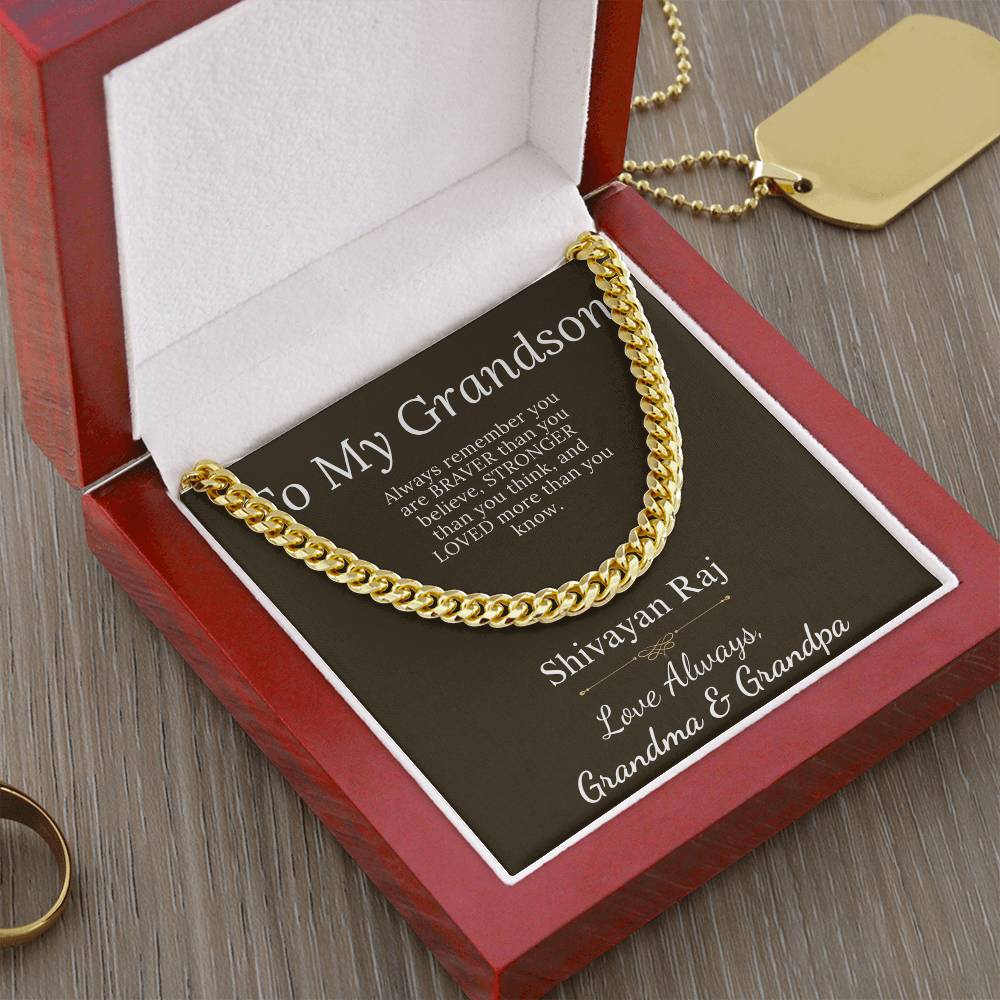 Grandson Gift From Grandparents, Grandson Christmas Gift, Chain necklace for grandson, Grandson Birthday, Communion, Graduation Gift #0905 Shivayan Raj