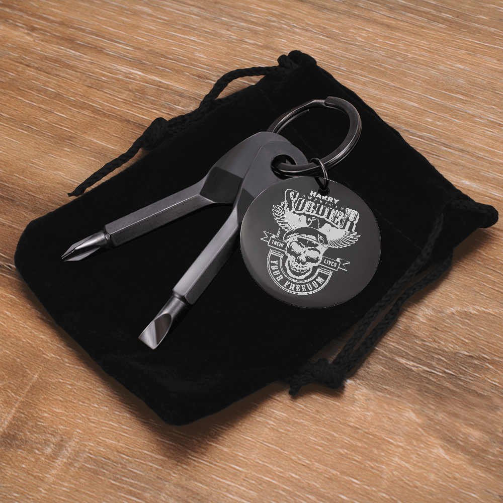 Personalized Gift for Army Dad - Custom Engraved Screwdriver Keychain - Gift for Army Husband - Father's Day Gift, Soldier Gift For Armyman