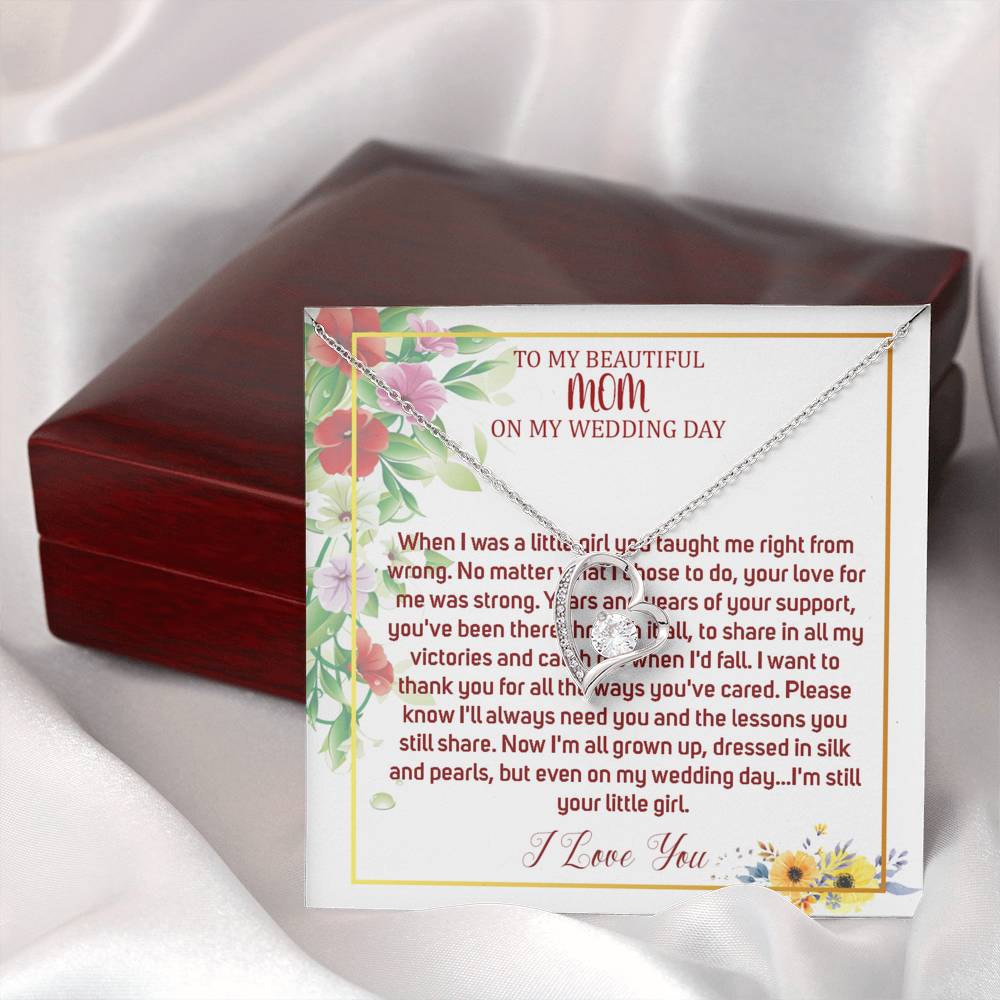 Heart Necklace, To Mom On My Wedding Day, Mother Of The Bride Necklace From Bride, Mother Of The Bride Gift From Daughter,Wedding Gift #0023