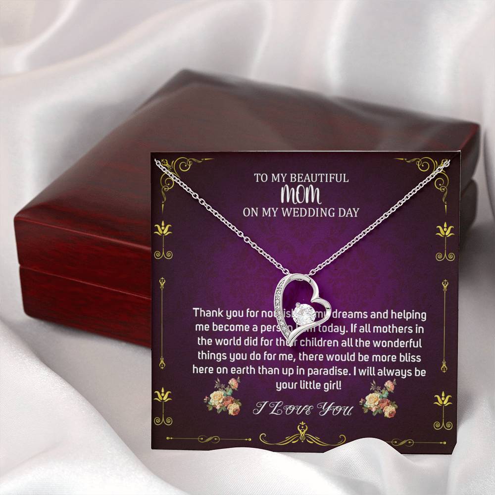 Heart Necklace, To Mom On My Wedding Day, Mother Of The Bride Gift From Daughter, Mother Of The Bride Necklace From Bride,Wedding Gift #0024