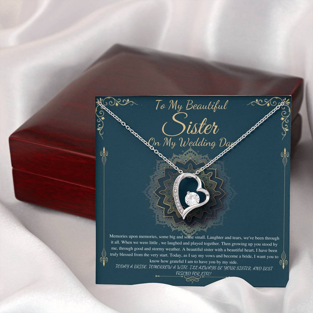 To My Sister on My Wedding Day, Thank You Letter To My Sister, Gift For Sister On My Wedding, Sister to Sister Gift, Heart Necklace #0253