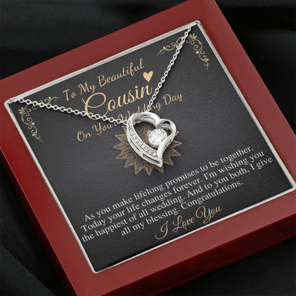 Bride Gift From Cousin Necklace Gift For Cousin Wedding Day Bride necklace Gift For Cousin Wedding Gift For My Cousin, Heart Necklace #0107