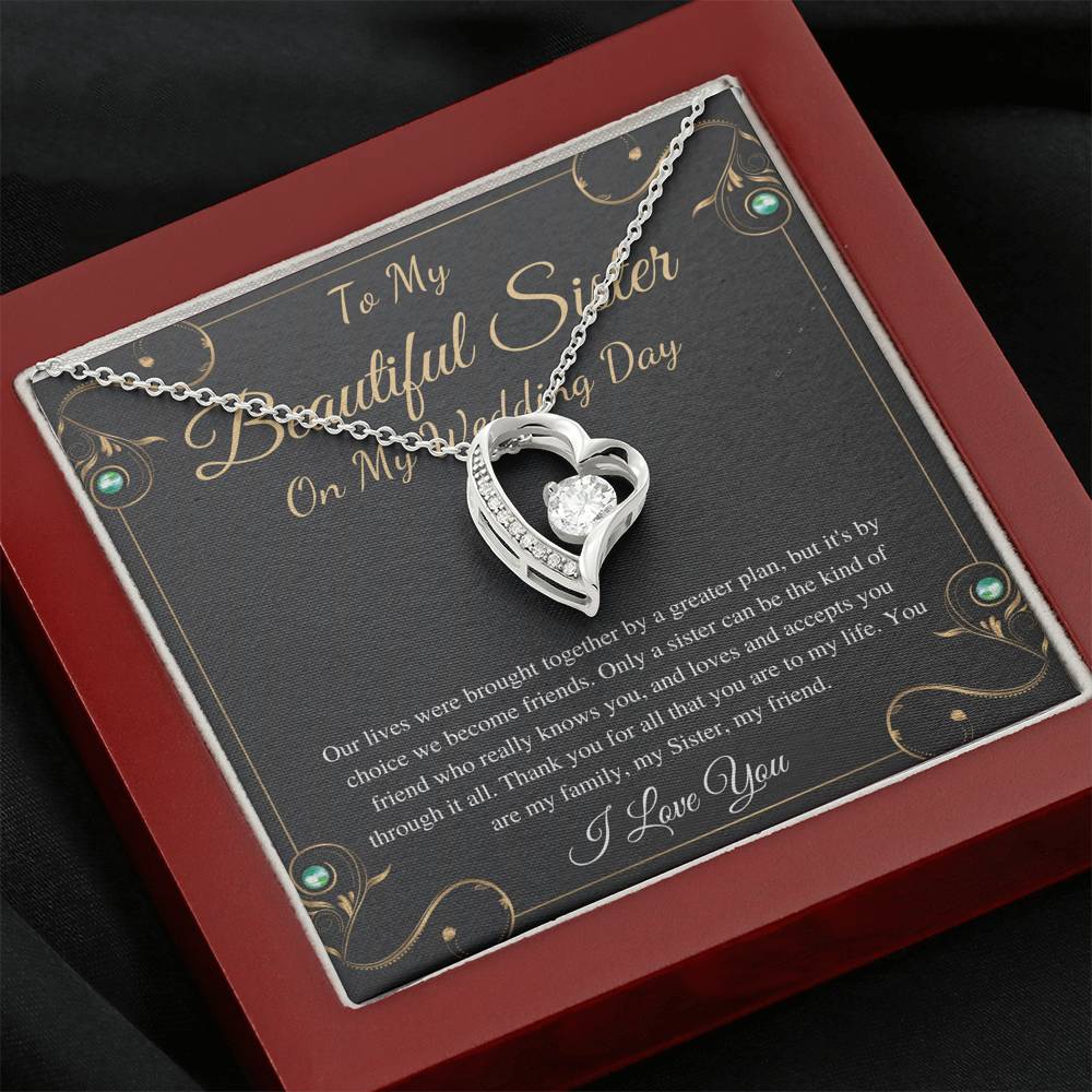 Heart Necklace, Gift For Sister On My Wedding, Sister to Sister Gift, To My Sister on My Wedding Day, Sister of the Bride Gift #0096