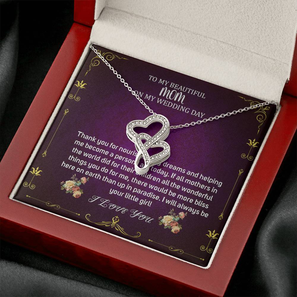 Double Heart, Mother Of The Bride Necklace From Bride Necklace To My Mom On My Wedding Day Mother Of The Bride Gift From Daughter #0032