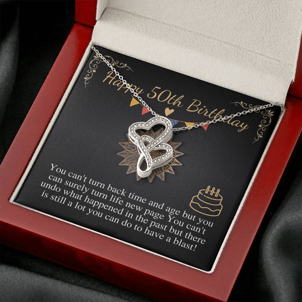 50th Birthday Gift for Women, 50th Birthday Gift for her, 50th Birthday Gift for Mom, Friend, 50th Birthday Gift Idea, Double Heart #0677