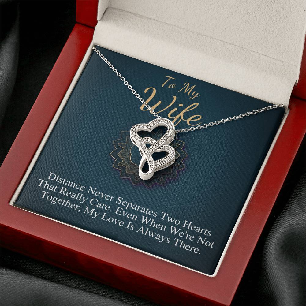 To My Wife Necklace, Anniversary Gift for Wife, Birthday Gift for Wife, Gift for Wife, Necklace for Wife Christmas Gift, Double Heart #0610