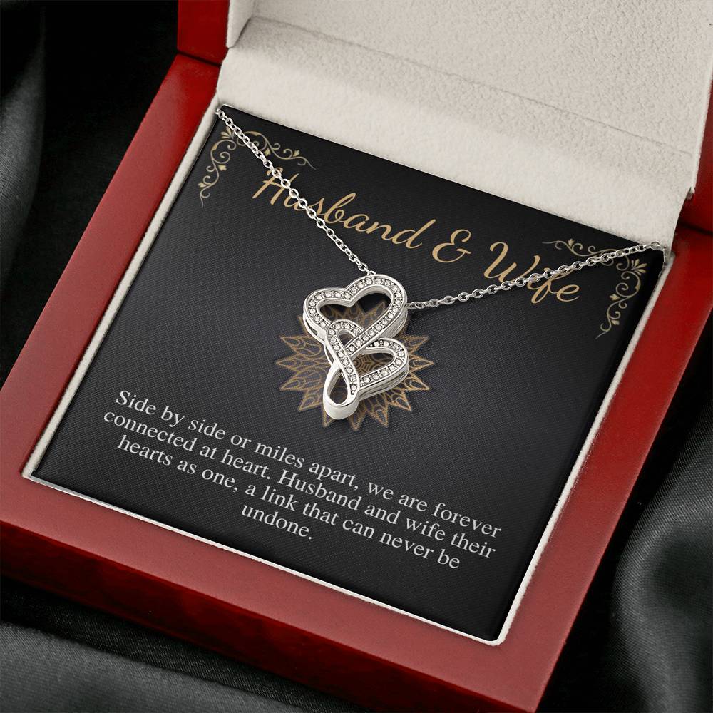 Husband and Wife Necklace, Wife Gift, Anniversary Gift, Mother's Day Gift from Husband, Wife Birthday Gift,Christmas Gift,Double Heart #0606