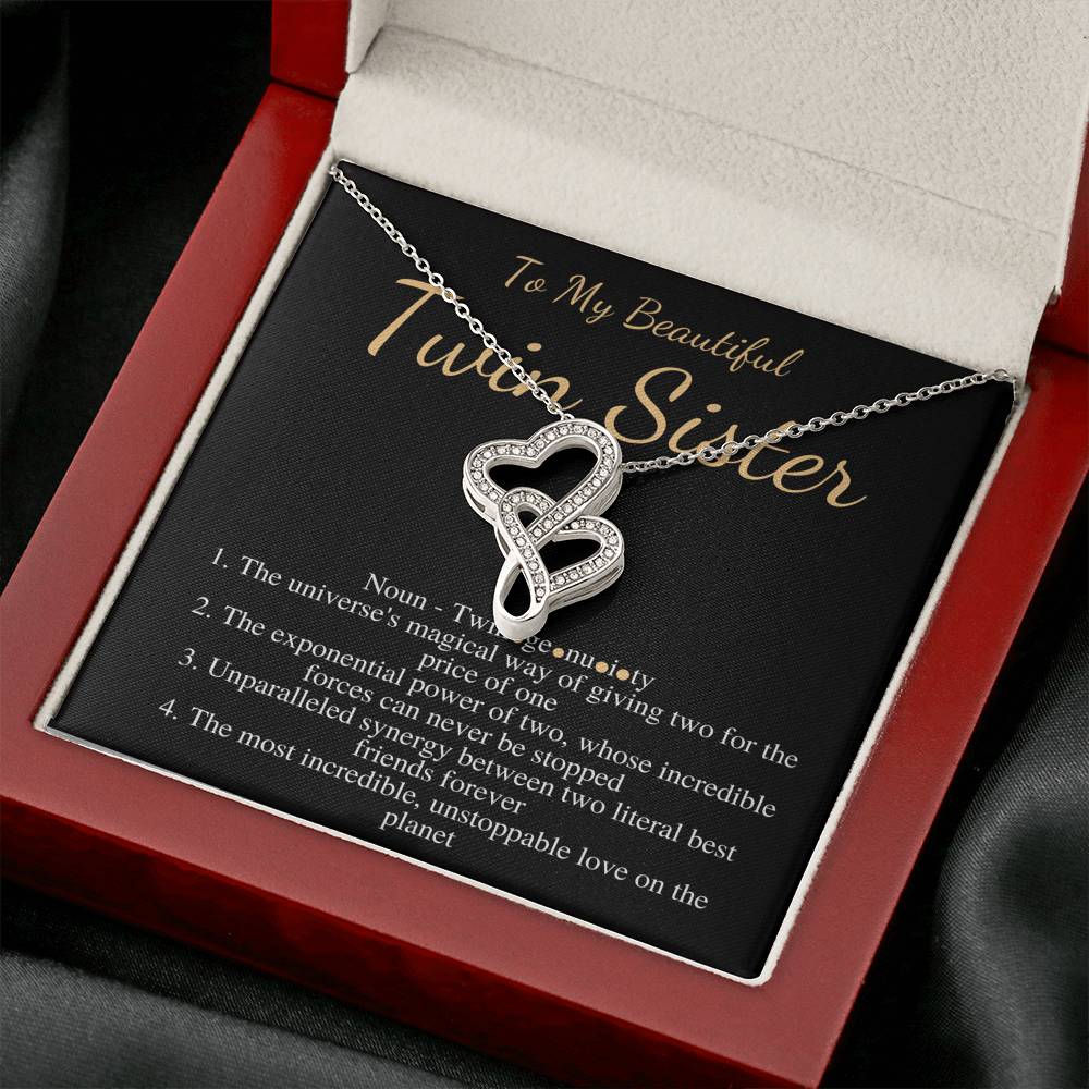 Necklace for Twins Sister, Gift for Sister, Birthday Gift for Twin Sister, Best Friend Gift,Twin Sister Christmas Jewelry,Double Heart #0556