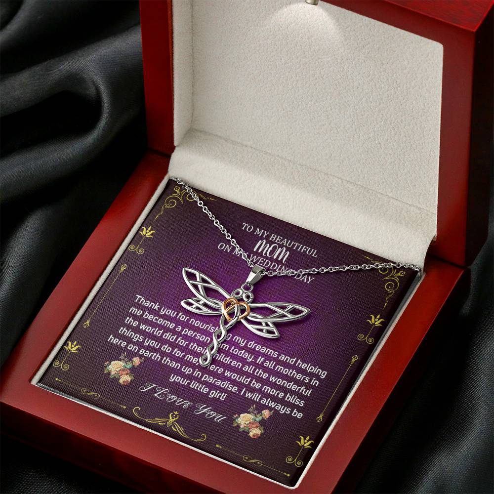 Dragonfly Necklace To My Mom On My Wedding Day Mother Of The Bride Gift From Daughter Mother Of The Bride Necklace From Bride Wedding#0030