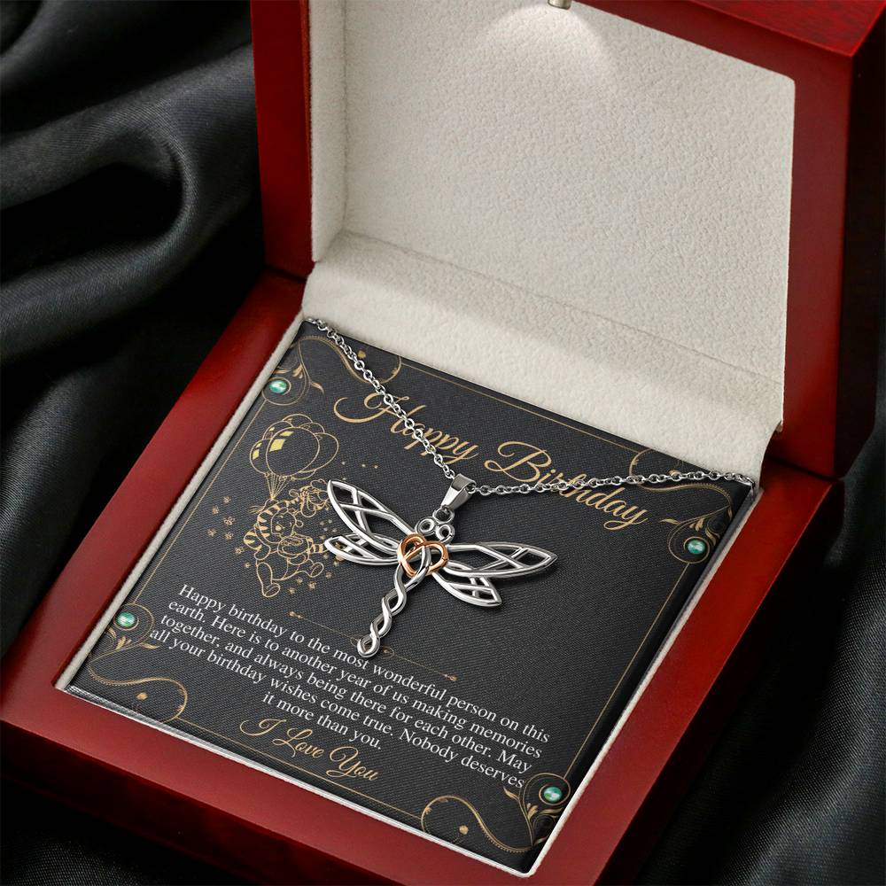 Birthday Gift Necklace, Birthday Gift for Friend, Sister Birthday, Mom Birthday Gift, Bday Jewelry for Her, Happy Birthday, Dragonfly #0632
