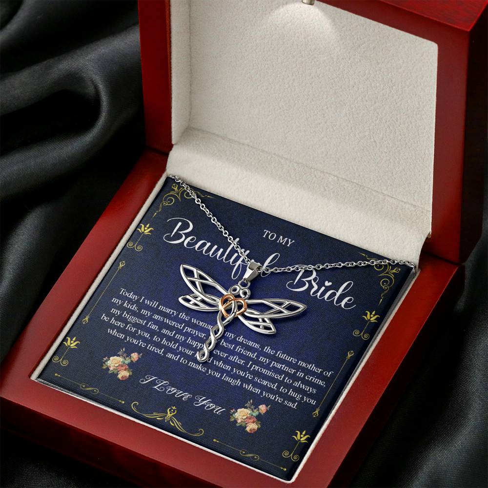 Dragonfly Necklace To My Bride Gift From Groom, Wedding Day Gift For Bride From Groom, Groom To Future Wife, Engagement Gift For Her #0048