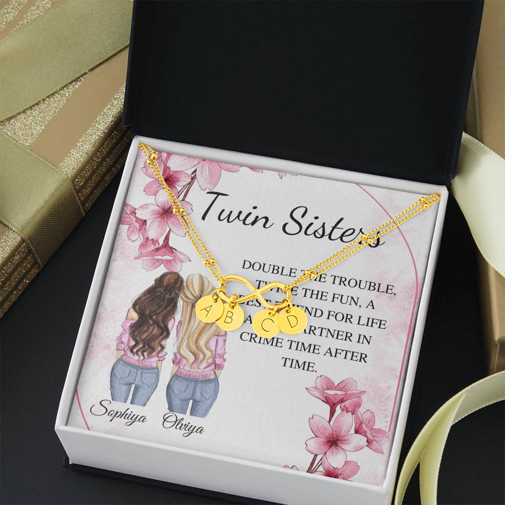 Personalized Bracelet Gift For Twin Sister, Sister Bracelet, Twin Sister BFF Gift, Engraved Initial Charm Bracelet, Twin Birthday Gift #0554
