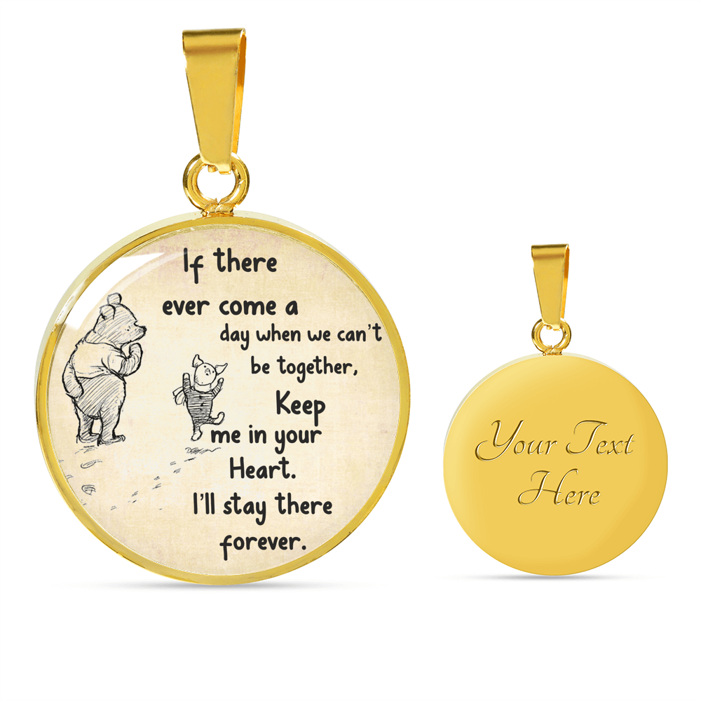 Miss You Neckalce, Winnie The Pooh, FOREVER In Your Heart, Friendship Jewelry, Inspiration, Key Chain, Friendship Quote,