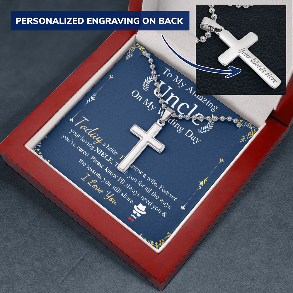 Uncle Of The Bride Gift From Niece To Uncle Wedding Gift From Bride Wedding Gift To Uncle Cross Necklace Wedding Gift, Personalized gift