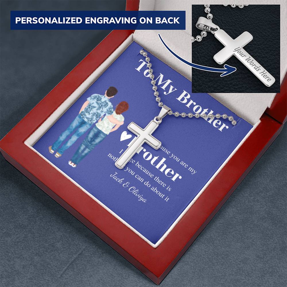 Brother Gift from Sister, Cross Necklace for Little Brother, Gifts for Young Brother, brother Birthday gift, Cross Christmas Gift #0565