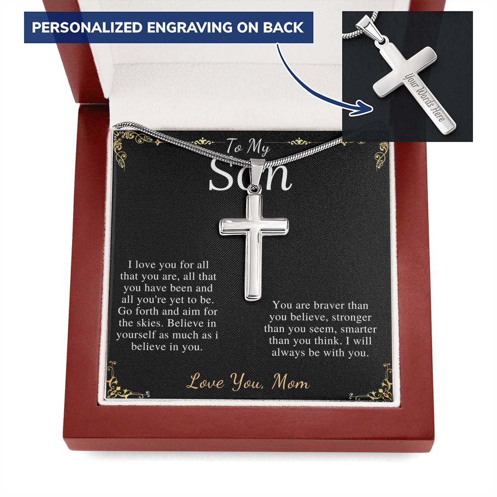 Christmas Gift For Son Gift, Keepsake Gift For Son, Son From Mom, From Dad To Son,Son Graduation Gift,Son Birthday Gift,Cross Necklace #0880