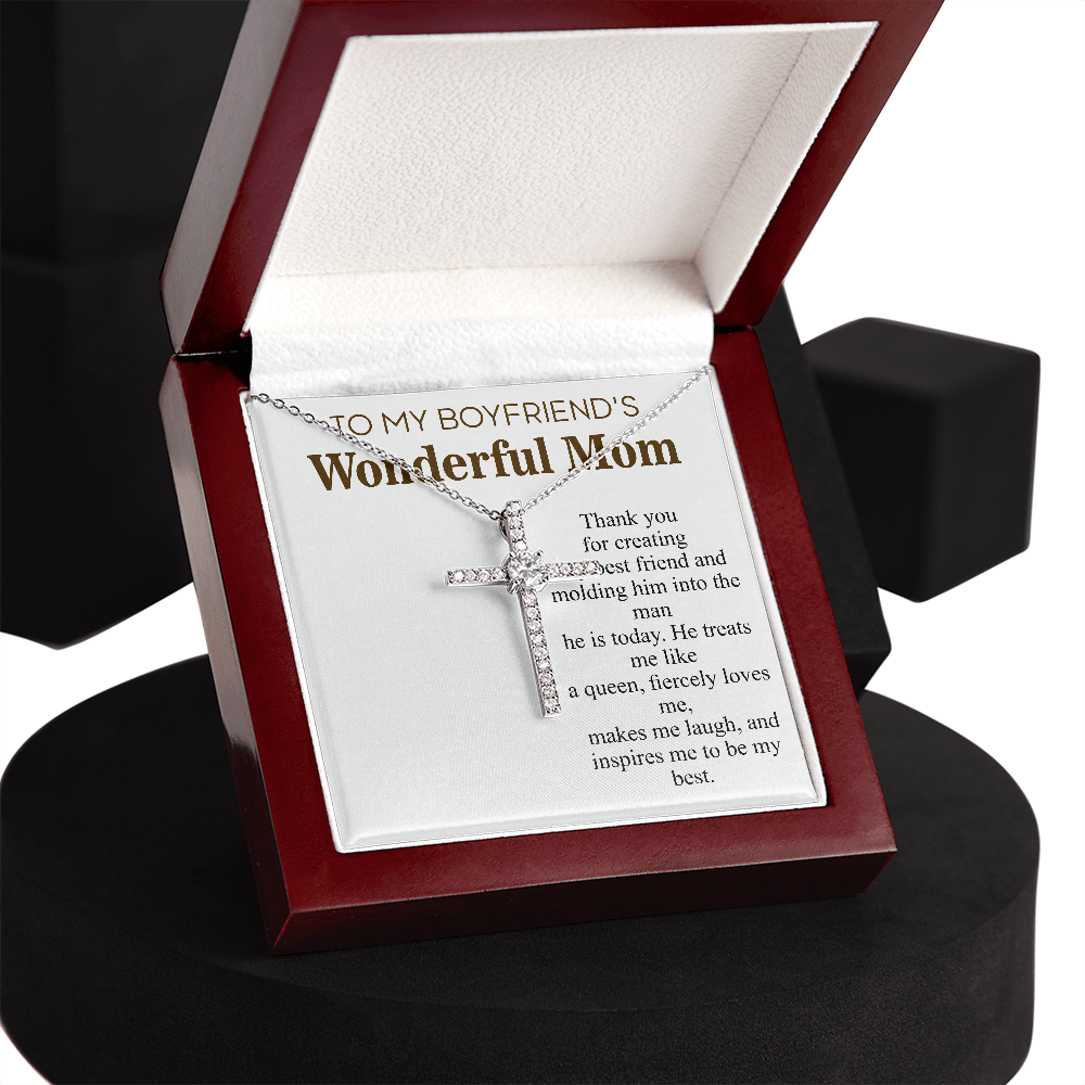 Meaningful Jewelry Gift Personalized Gift for Boyfriend Mom, Boyfriends Mom Mothers day Gift, To My Boyfriends Mom, Boyfriend Mom Necklace, Boyfriends Mom gift, CZ Cross Necklace For Mothers day