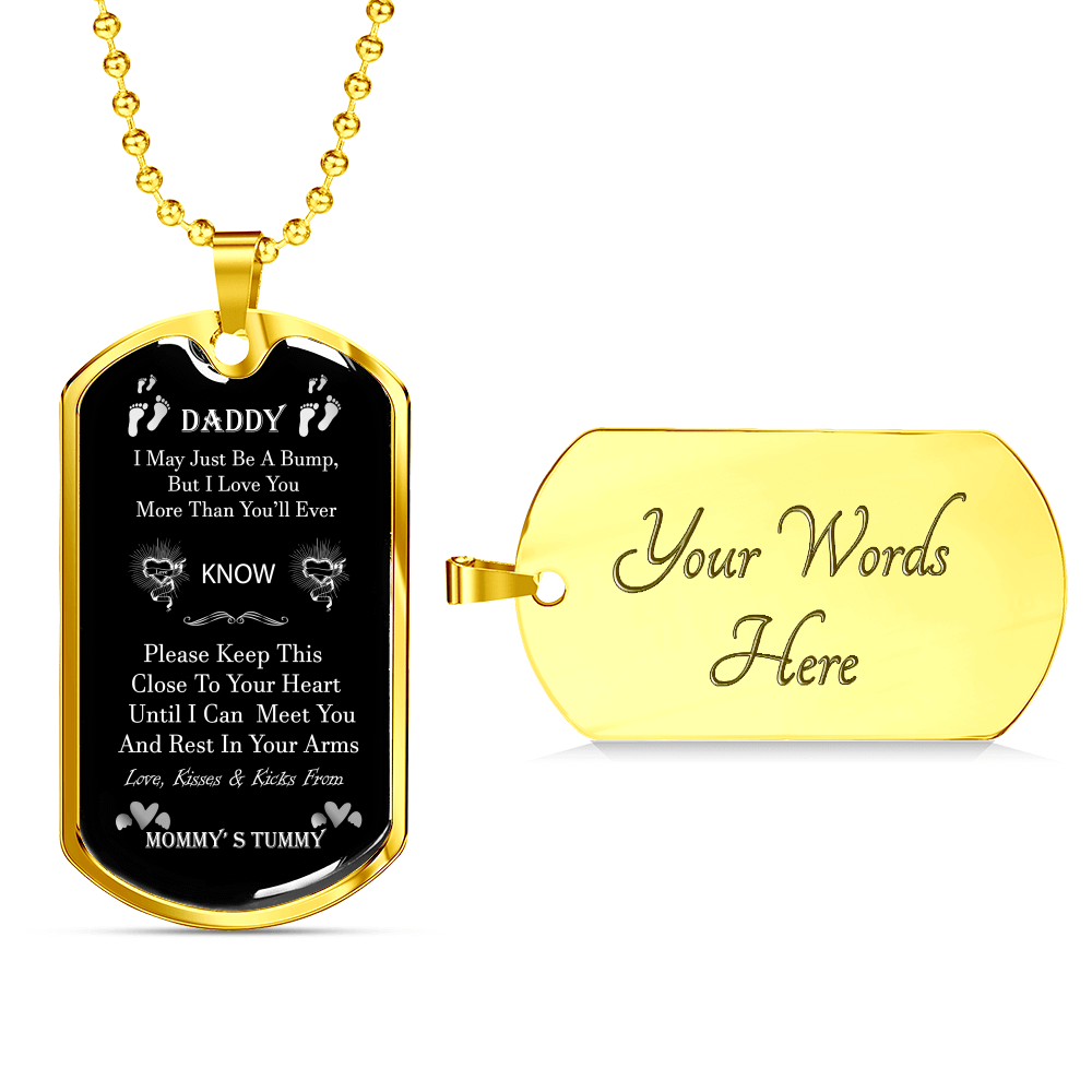 Personalized Dog Tag Pendant Necklace For New Father, New Dad Gift From Wife, New Dad Gift, Daddy Gift From Unborn Baby, Baby Bump Gift #0009