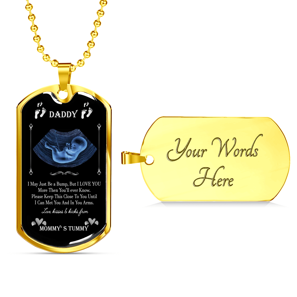 Personalized Dog Tag Pendant Necklace For New Father, New Dad Gift From Wife, Daddy Gift From Unborn Baby, New Daddy, Baby Bump Gift #0010