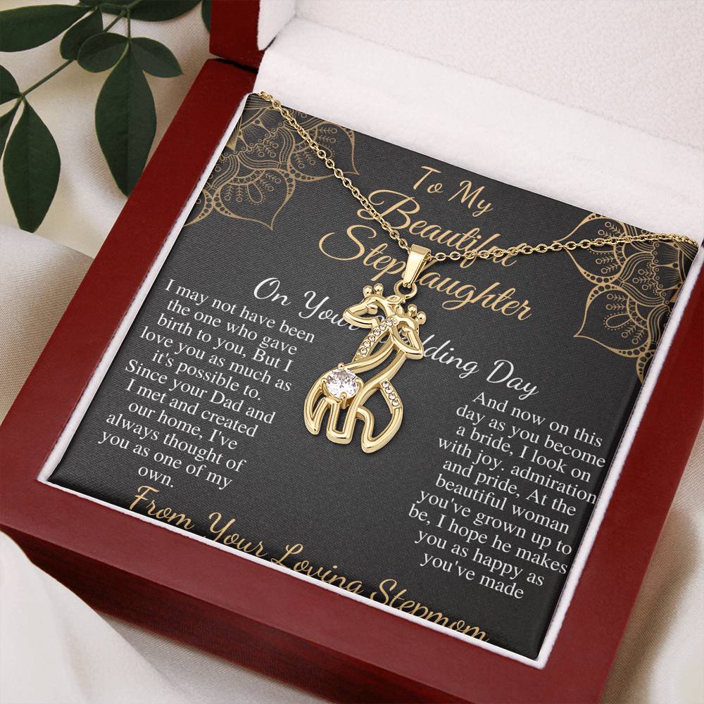 Step Daughter Gift From Mom On Wedding Day, Bonus daughter Necklace,stepdaughter Gift From Stepmom,Step Daughter Wedding necklace gift #0519