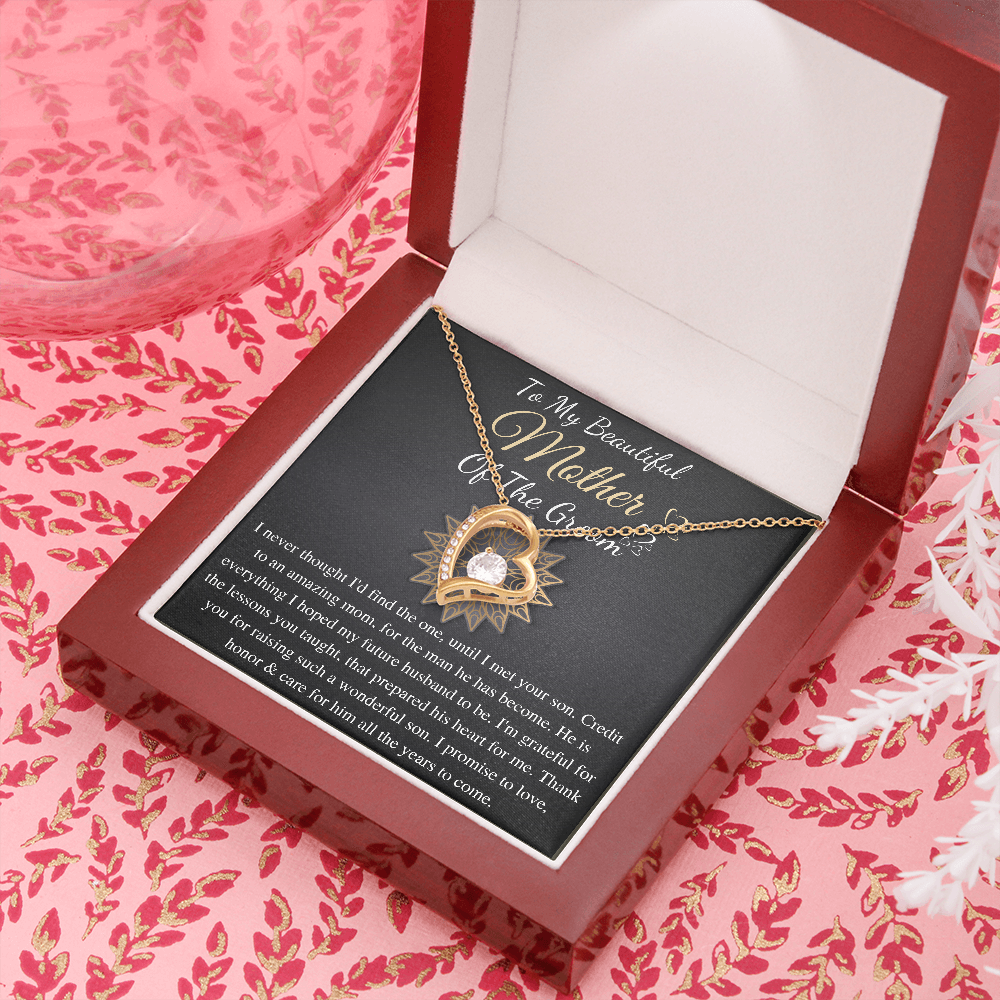 Mother of Groom gift from Bride, Thank you for raising the man of my dreams, Mother in Law necklace gift, Personalized Message gift