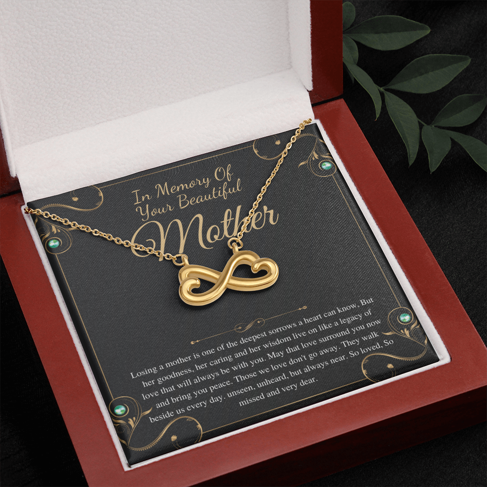 Memorial Gift Mom Loss of Mother, In Memory of Mom Sorry For Your Loss Of Mom Loss Of Loved One Condolence Gift, Infinity Heart #0309 w/ mahogany