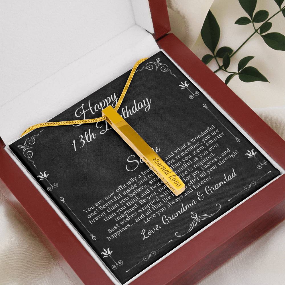 13th Birthday Girl, 13th Birthday Gift Official Teenager, Thirteenth Birthday Necklace, Gift For 13 Year Old Girl Gifts, Vertical Bar #0327 sophie