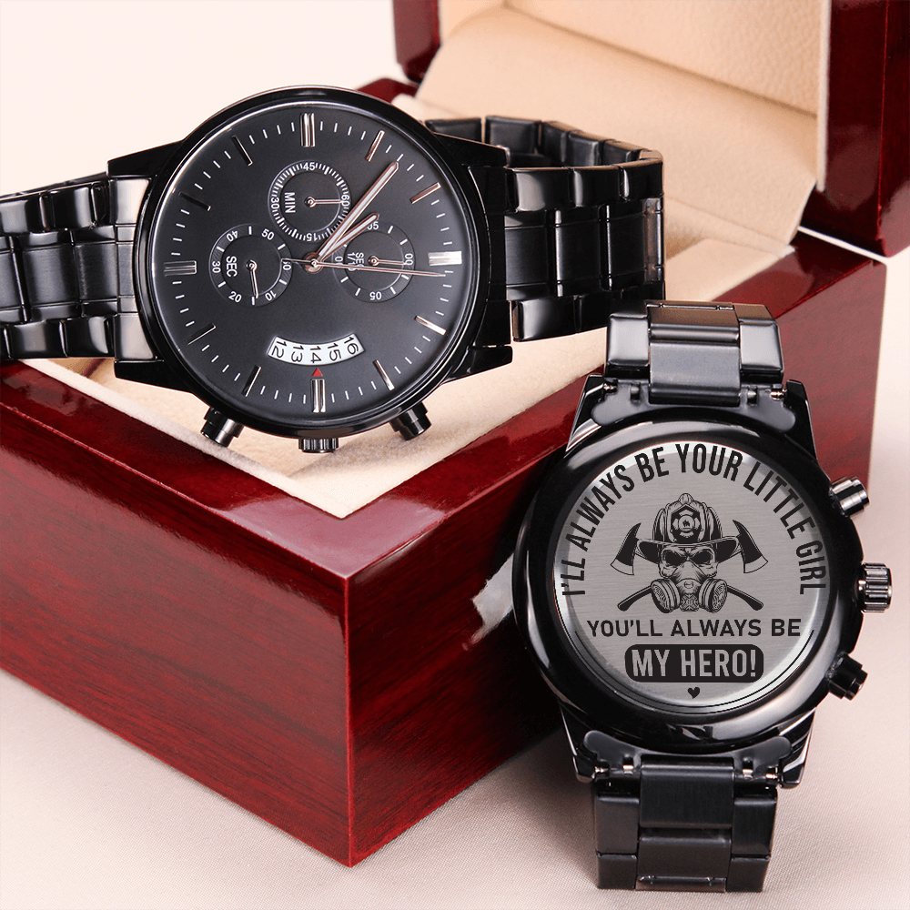 Engraved Watch Presents For Dad, Police Dad, Military Dad, Army Marine Dad, Back Engraved Metal Watch