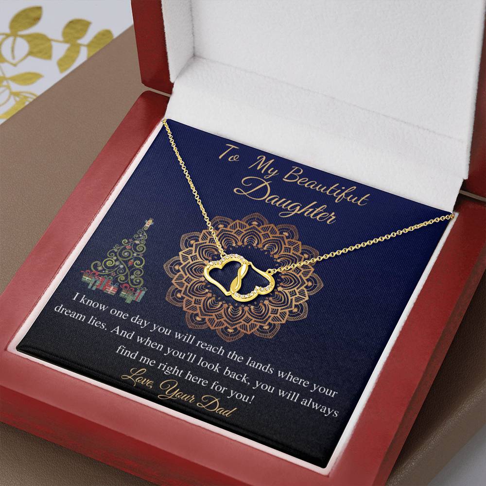 Daughter Christmas Gift, Christmas Gift For Daughtr From Dad, Father,Daughter Jewelry Gift,Daughter 10K Gold Necklace,Diamond Necklace #0809