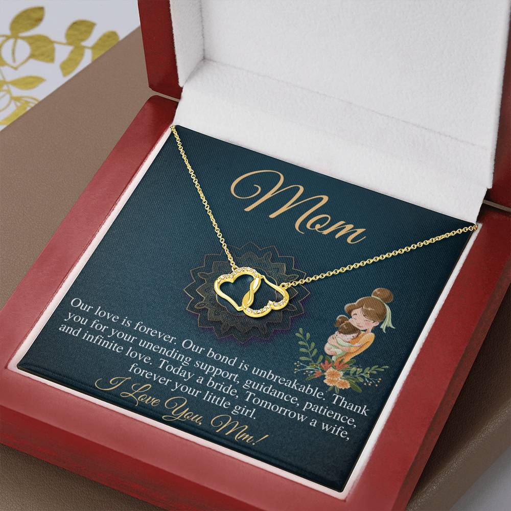 Mom Wedding Gift from Bride, Gift for Mom on Wedding Day,Mother of the Bride Necklace,Wedding Gift for Mom,10K Solid Gold,Real Diamond #0786