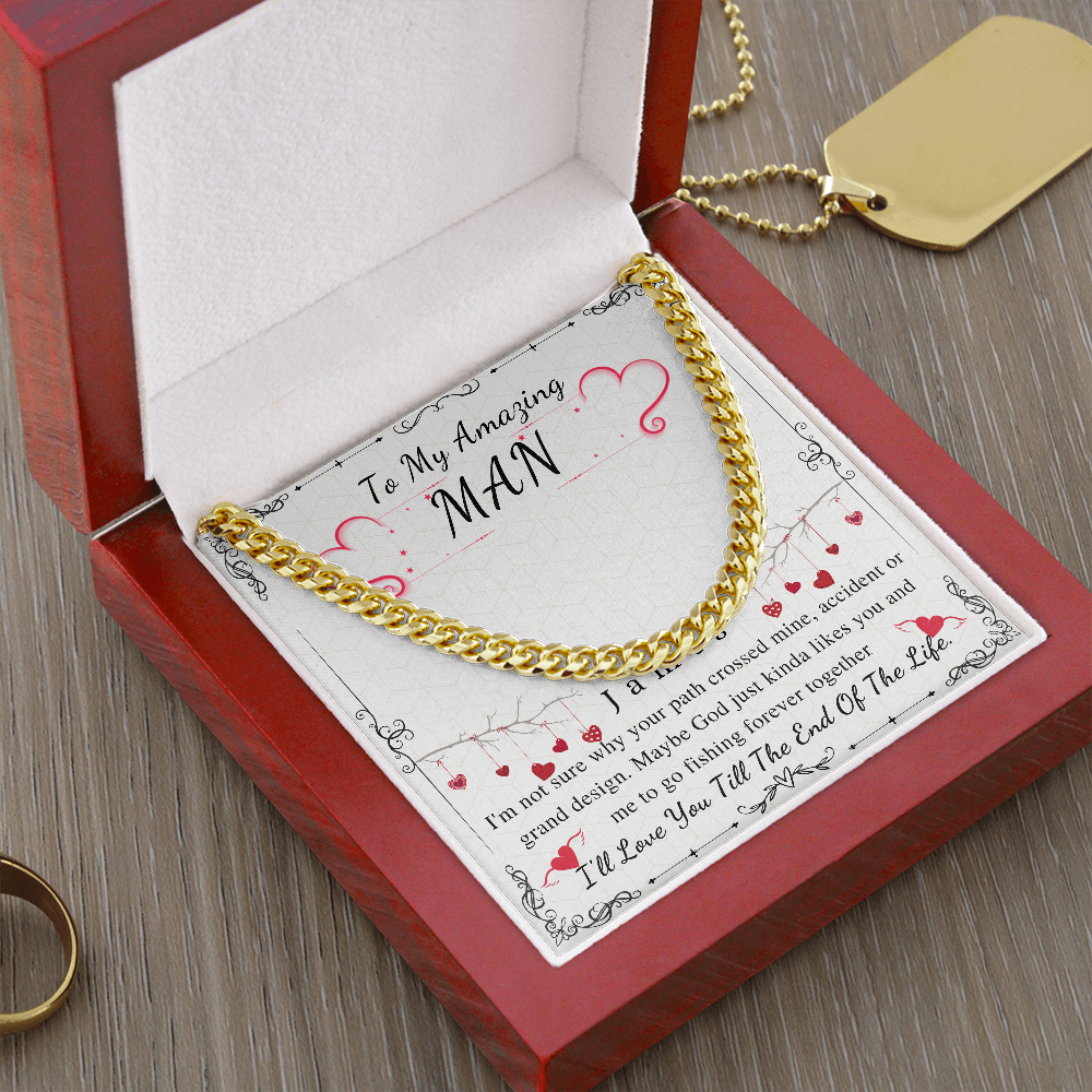 To My Man Chain Necklace for Him, Personalized Valentines Day Gift For Him, For Husband, Fiance, Boyfriend, Romantic Birthday Gifts for Him