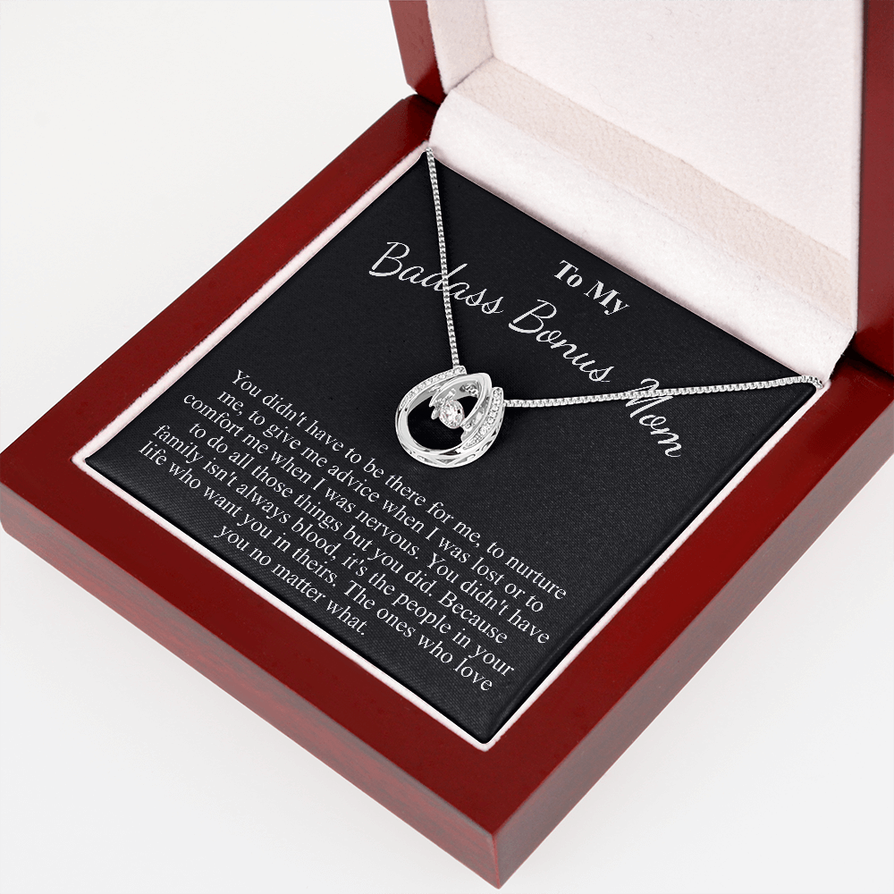 Meaningful Jewelry Gifts Lucky Necklace Personalized Mother's Day gift for Step Mom Necklace, Step Mother gift for Mothers Day, Jewelry for badass Bonus mom from stepdaughter and son