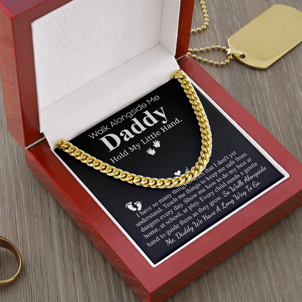 Meaningful Jewelry Gift Fathers Day Gift From Kids, Custom First Father's Day, Daddy Cuban Chain from Baby, from Wife, Best Dad Ever, 1st Father's Day Necklace Gift, Gift from New Born with Messege Card