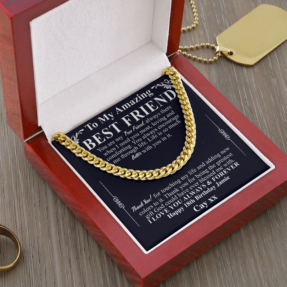 To My Male Best Friend Curb Chain Necklace, Birthday Gift for Guy Friend, Birthday Gift for Male Best Friend, Male Friend Gifts Ideas Cay