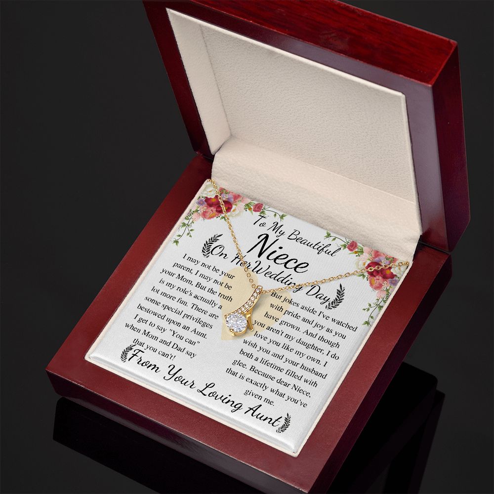 Meaningful Jewelry Gift Alluring Necklace To My Beautiful Niece From Aunt on Her Wedding Day, keepsake gift with Personalized heart touching Message Card no word cut