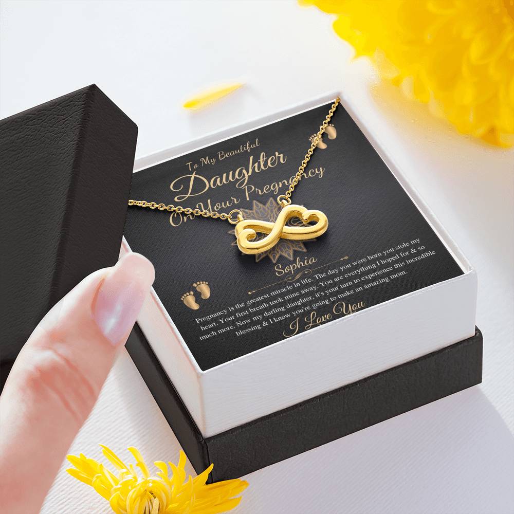 Pregnant Daughter Gift From Mother,First Time Mom Gift For Daughter, Congratulations Pregnancy Gift, New Mom Necklace, Infinity Heart #02014