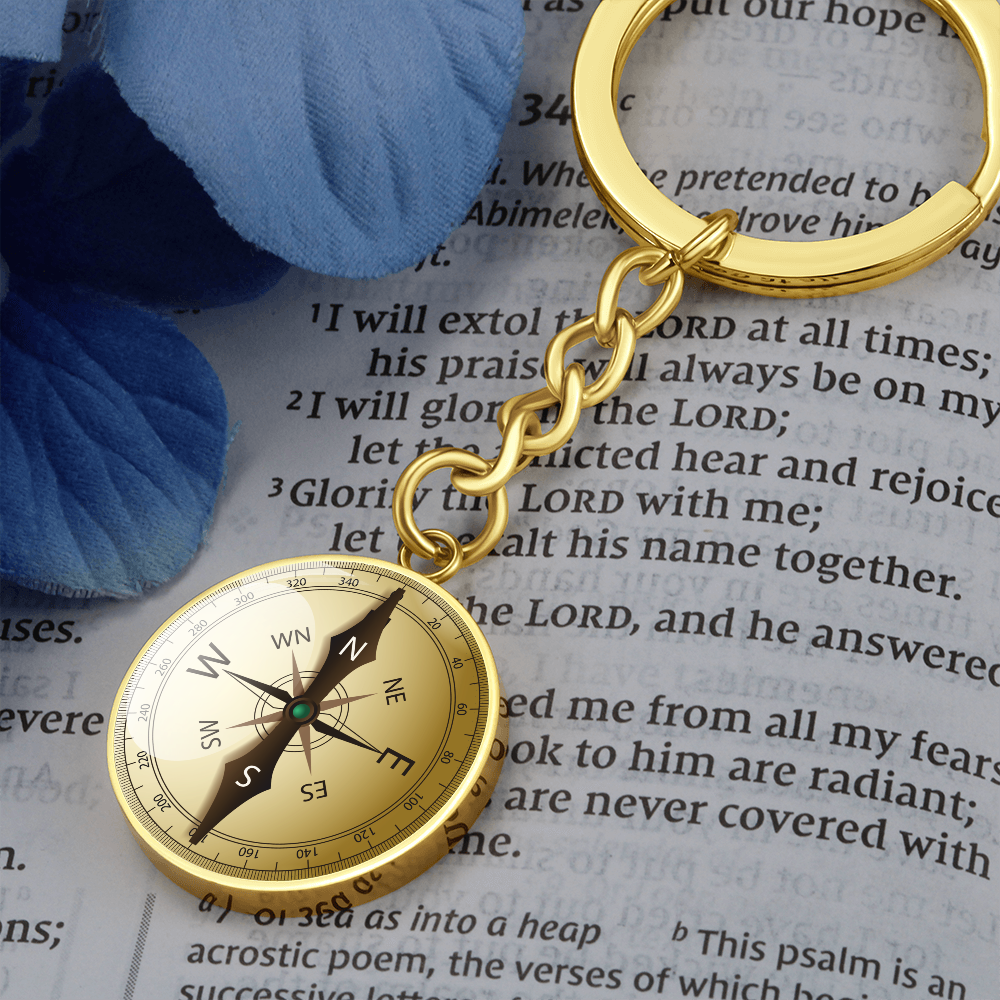 Compass Design Keychain Engraved, Travel Lover Gift, Gift for husband, Boyfriend Gift, Travel Gift, Pocket Compass Keychain Engraved #0924