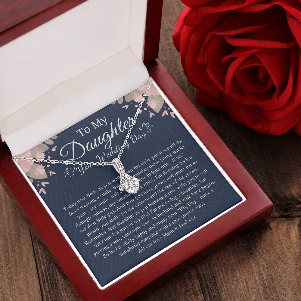 Daughter wedding gift necklace from dad, to my daughter on her wedding day, if I could give you one thing in life, bride gift from father beth
