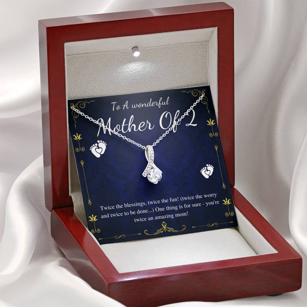 Second Time Mom Gift Birthstone Necklace for Mom Gift for Birth of 2nd Child, Baby Number 2 gift, Second Child, Twin Mama Twin Baby Gift00
