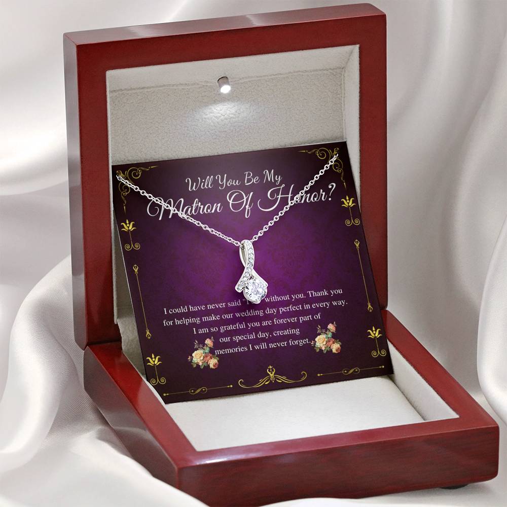 Alluring Beauty,Matron of Honor Proposal Gift Necklace,Will you by my Matron of Honor Gift,MOH Proposal Gift Card, Necklace From Bride #0167