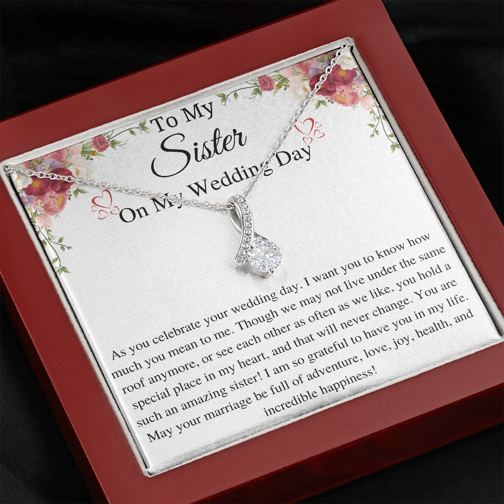 Sister Wedding Gift from Sister Wedding Day, Gift for siter from Bride Gift for her Necklace, Gift from brother to Sister