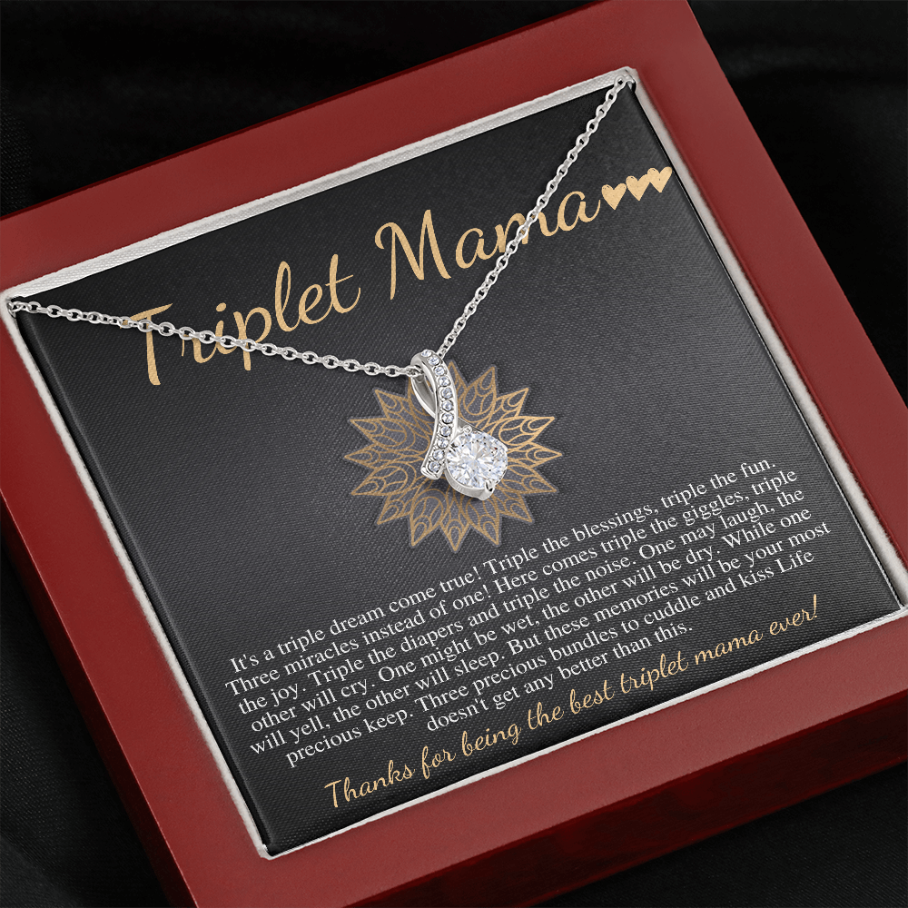 Mom of Triplets Gift for Triplet Mama, Mom of Multiples, Triplet Mom Gift, Mom of Three, Triplet Baby Shower Necklace, Alluring Beauty #0281 best mom ever