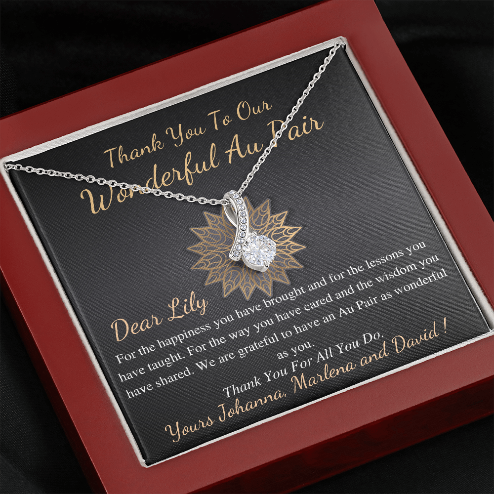 Au Pair Gift, Thank You Gift for Au Pair, Child Care Gift, Au Pair Appreciation, Au Pair Jewelry, AU Pair Christmas Gift Necklace #0883 lily
