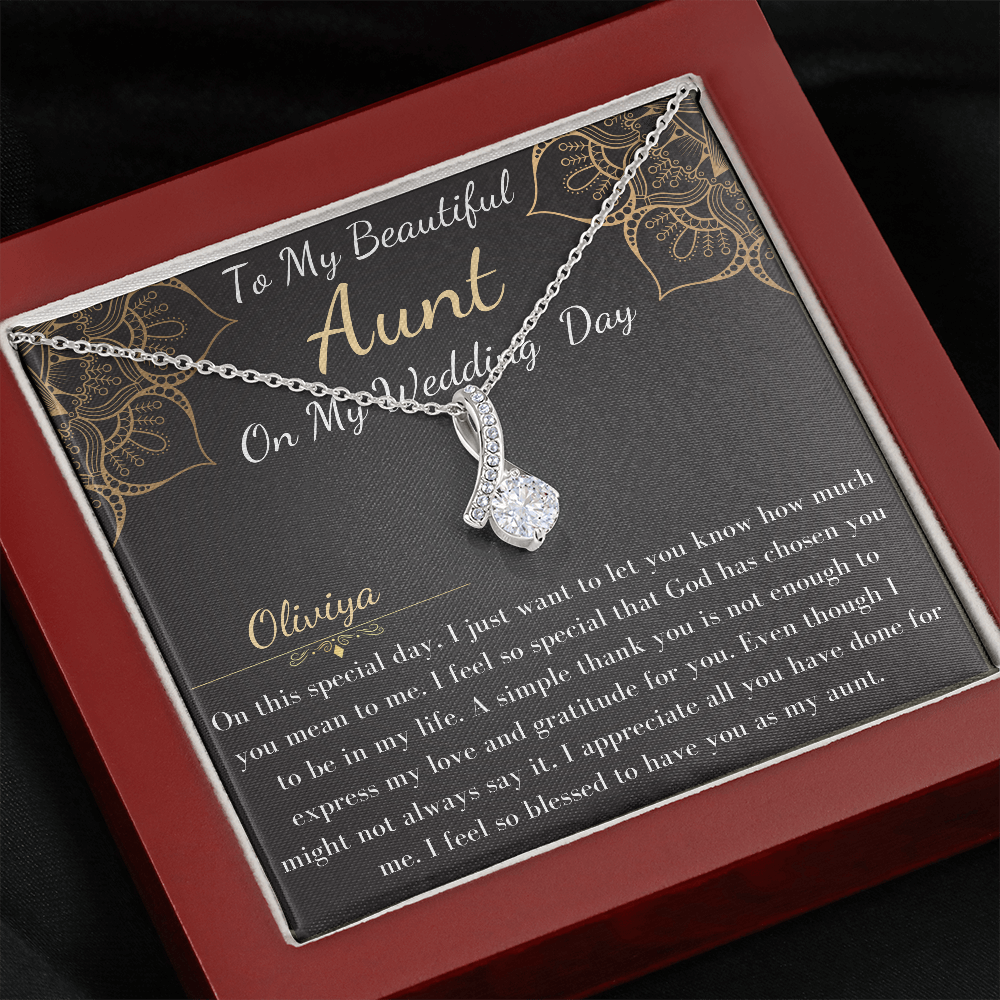 Gift for Aunt necklace, Necklace from bride , on wedding day gift for aunt , Sentimental gift for auntie, gift from nephew, aunt to be