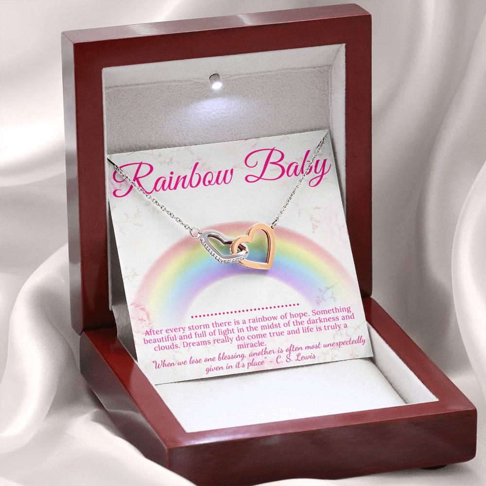 Rainbow Baby Gift for Mom, Rainbow Baby Card, Godchild Gift,Miracle Baby,Rainbow Baby Shower Gift,After Miscarriage,Interlocking Heart #0230 fainal