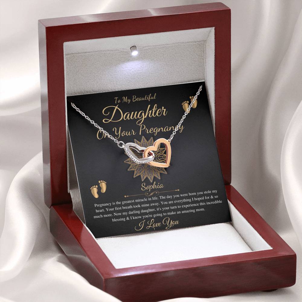 Pregnant Daughter Gift From Mother,First Time Mom Gift For Daughter, Congratulations Pregnancy Gift, New Mom Necklace, Interlocking Heart #0211