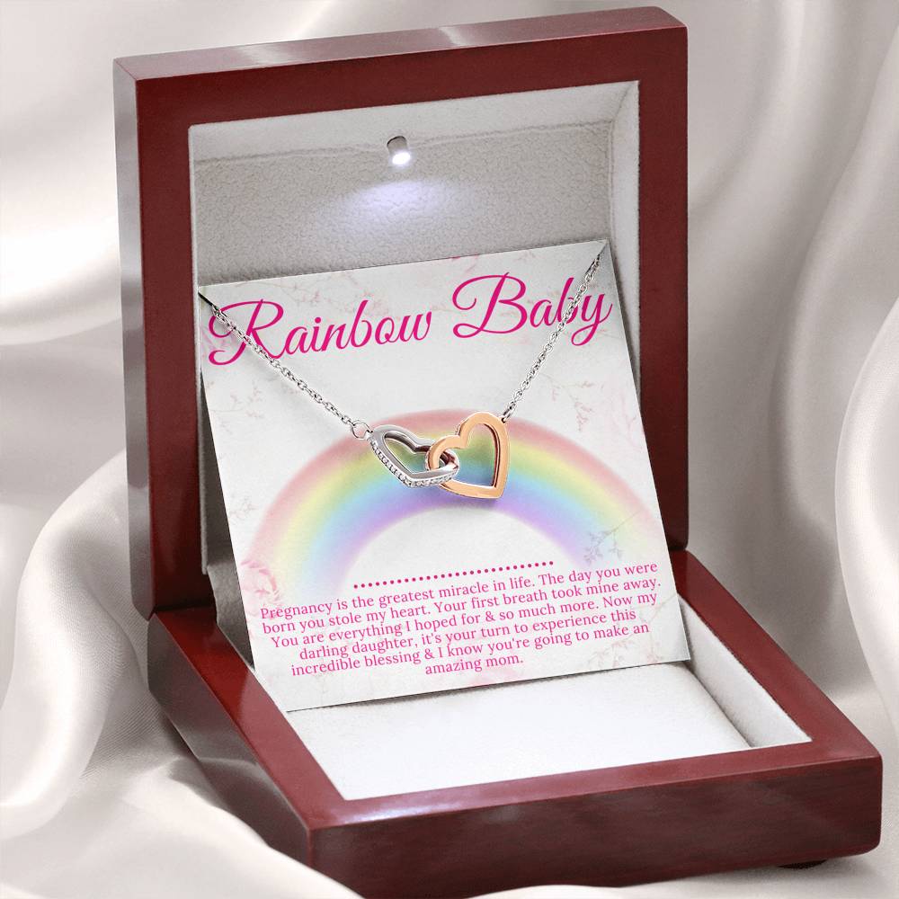 Rainbow Baby Gift for Mom, Rainbow Baby Card, Godchild Gift,Miracle Baby,Rainbow Baby Shower Gift,After Miscarriage,Interlocking Heart #0230 -2