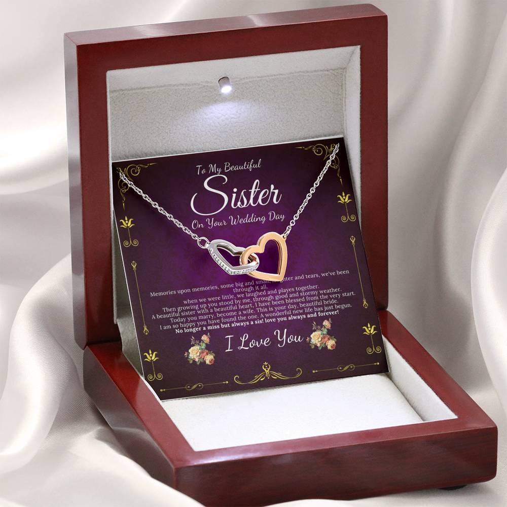 Interlocking Heart Sister Wedding Gift from Sister Wedding Day Gift for Bride from Sister Rehearsal Dinner Gift from Brother to Sister #0089