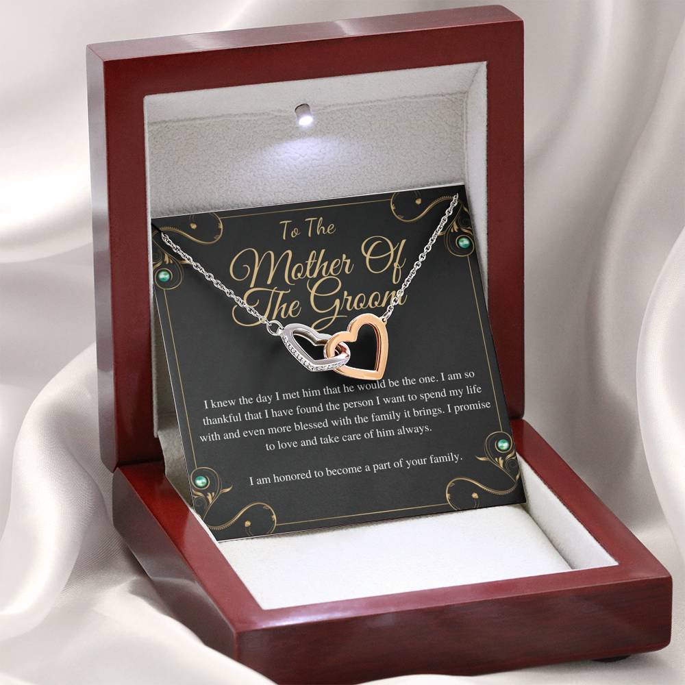 Interlocking Heart, Mother of the Groom Gift from Bride, Mother-In-Law Gift,Gift for Mother of the Groom, Mother of the groom necklace #0128